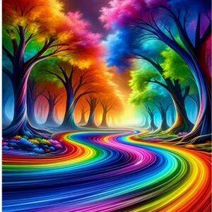 Vibrant Rainbow Forest Art Print